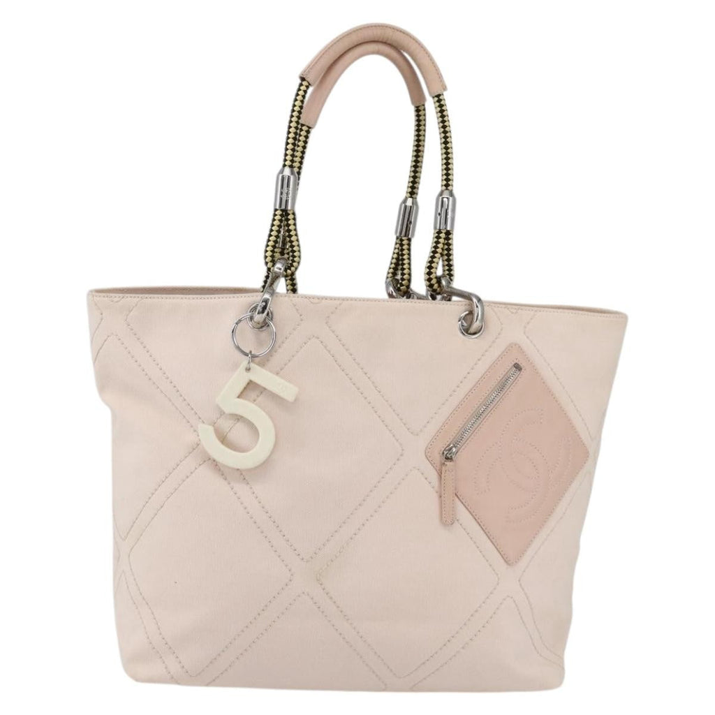 Chanel Vintage Cruise Line No.5 Tote Quilted Canvas Pink Canvas Tote Bag Bag