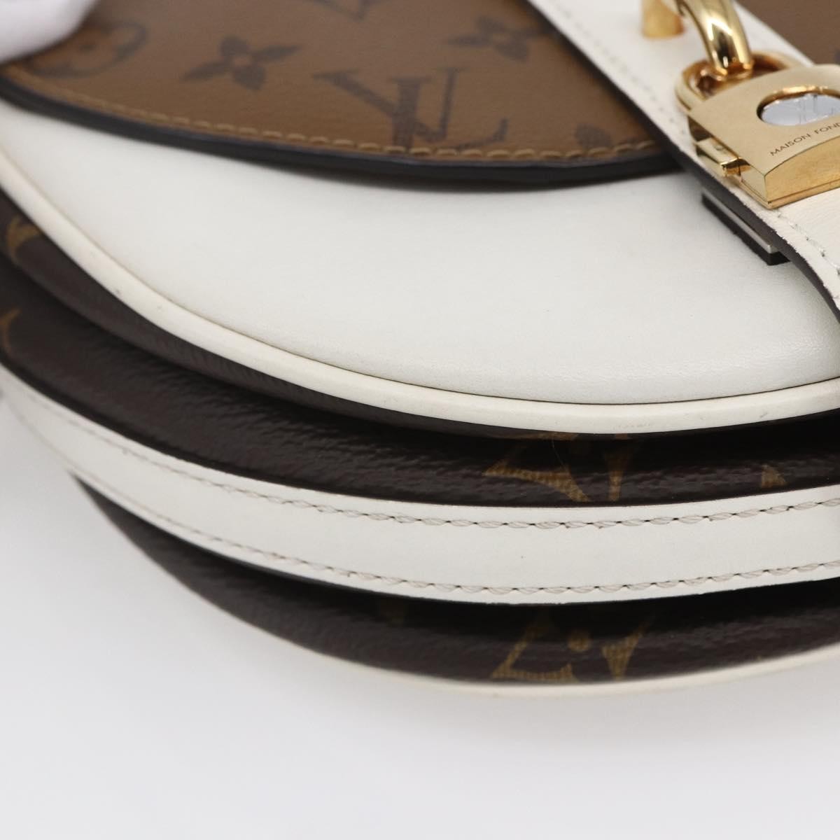 Louis Vuitton Chantilly Lock Handbag Reverse Monogram Canvas And Leather White Leather Shoulder Bag