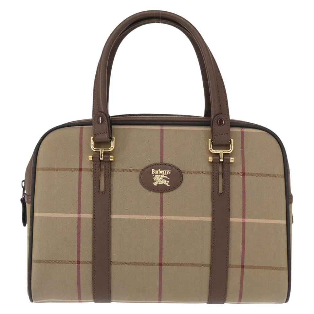 Burberry Nova Check Boston Bag Canvas Beige Canvas Handbag