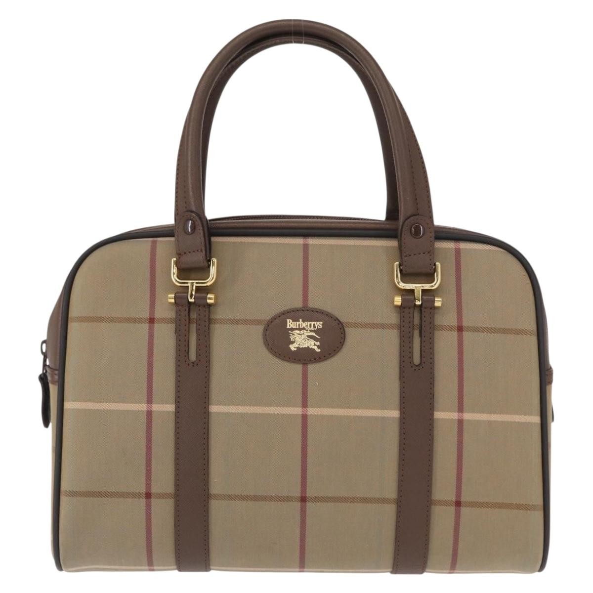 Burberry Nova Check Boston Bag Canvas Beige Canvas Handbag