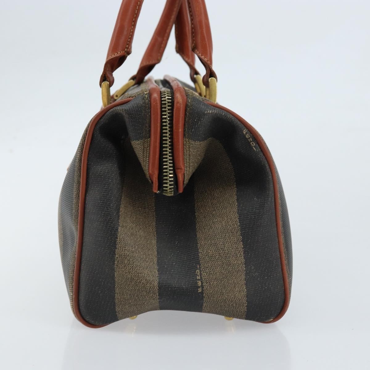 Fendi Vintage Pequin Convertible Boston Bag Coated Canvas Brown Canvas Handbag