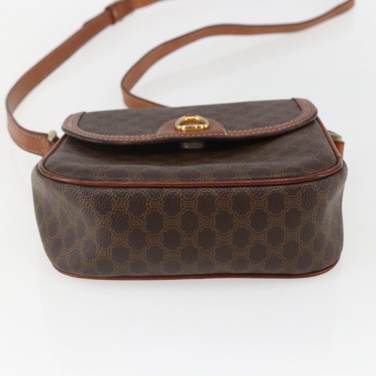 Celine Vintage Macadam Shoulder Bag Canvas And Leather Brown Canvas Shoulder Bag Bag