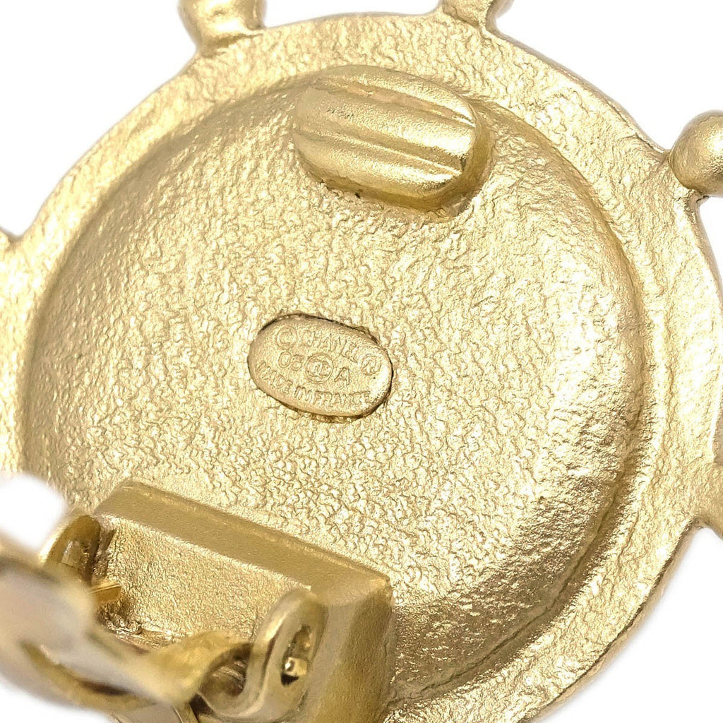 Chanel Vintage Round Clip-On Earrings Metal With Faux Pearl Gold Metal Earrings Jewelry