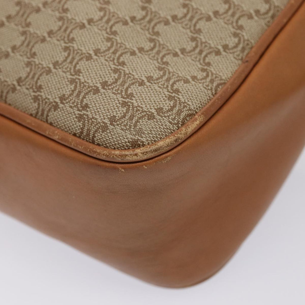 Celine Vintage Macadam Shoulder Bag Canvas And Leather Beige Canvas Shoulder Bag Bag