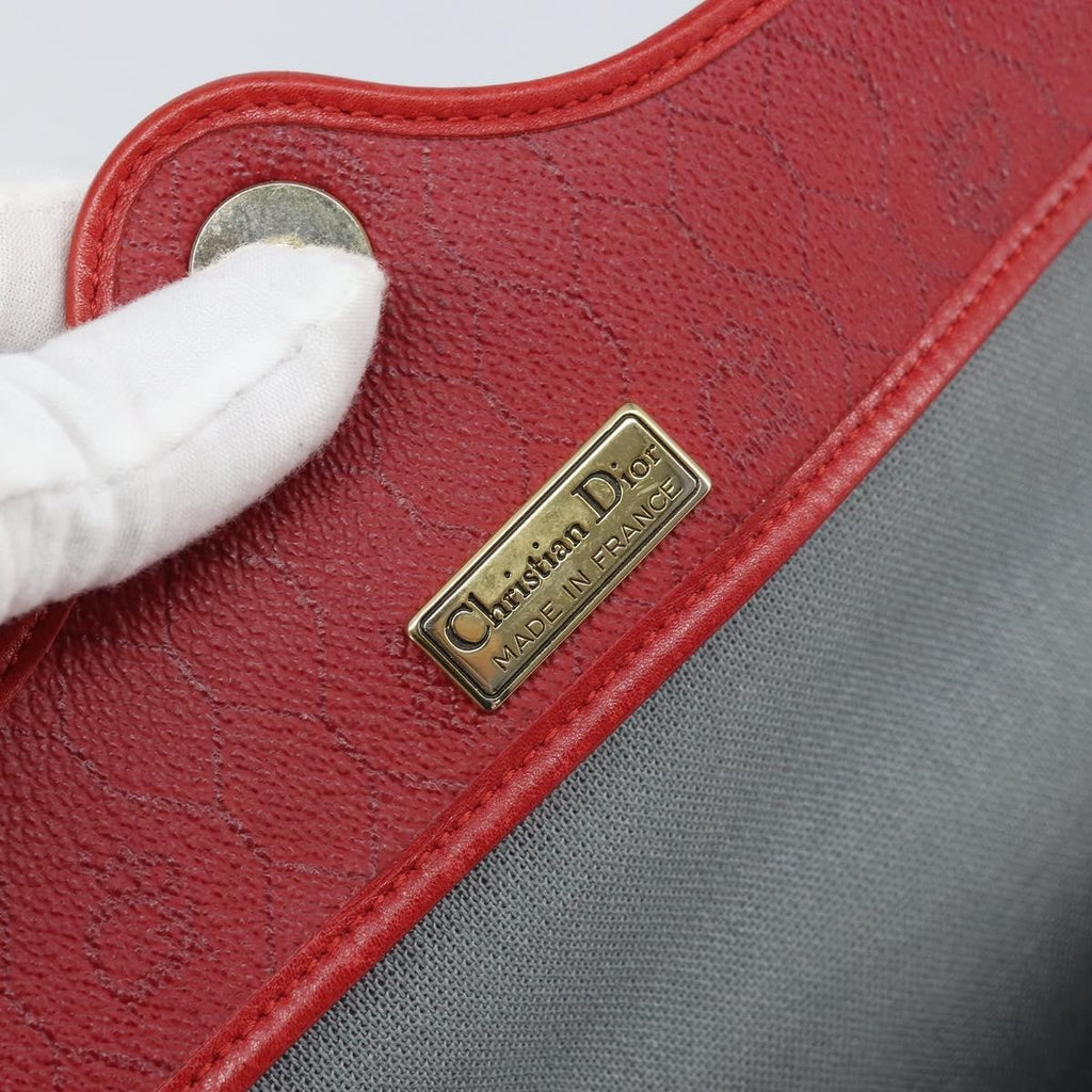 Christian Dior Vintage Honeycomb Flap Crossbody Bag Coated Canvas Red Pvc Shoulder Bag Bag (Pre-Owned)