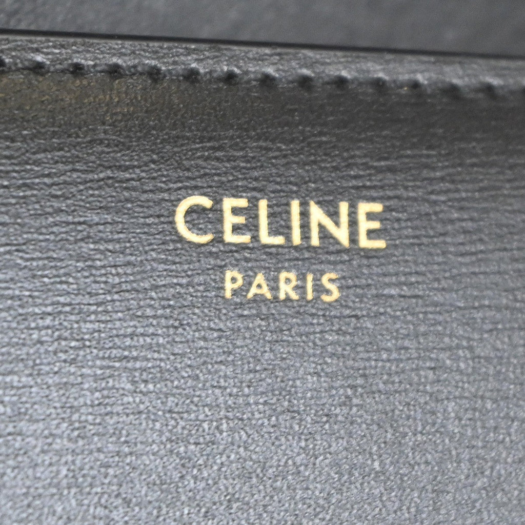 Celine Triomphe Trifold Wallet Leather Black Leather Wallets Accessory