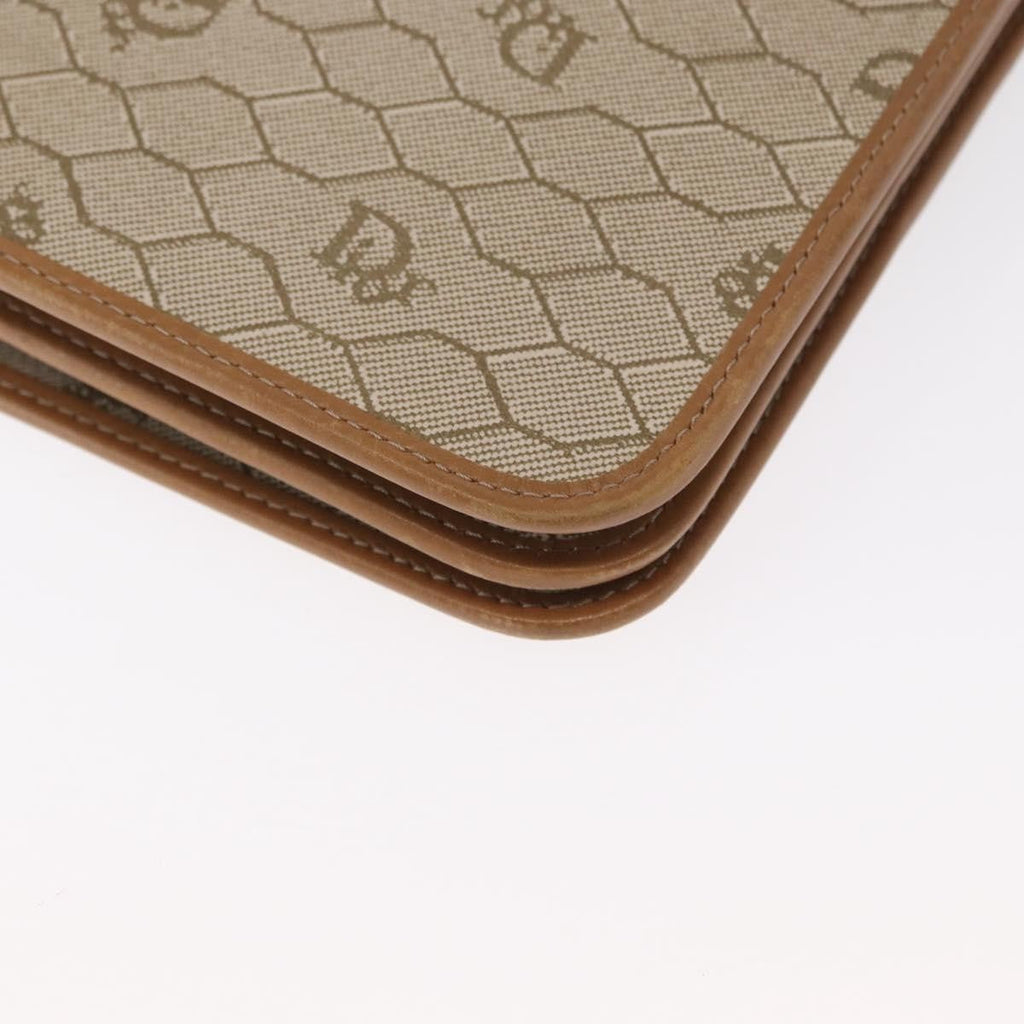 Christian Dior Vintage Honeycomb Chain Canvas Beige Canvas Shoulder Bag Bag (Pre-Owned)