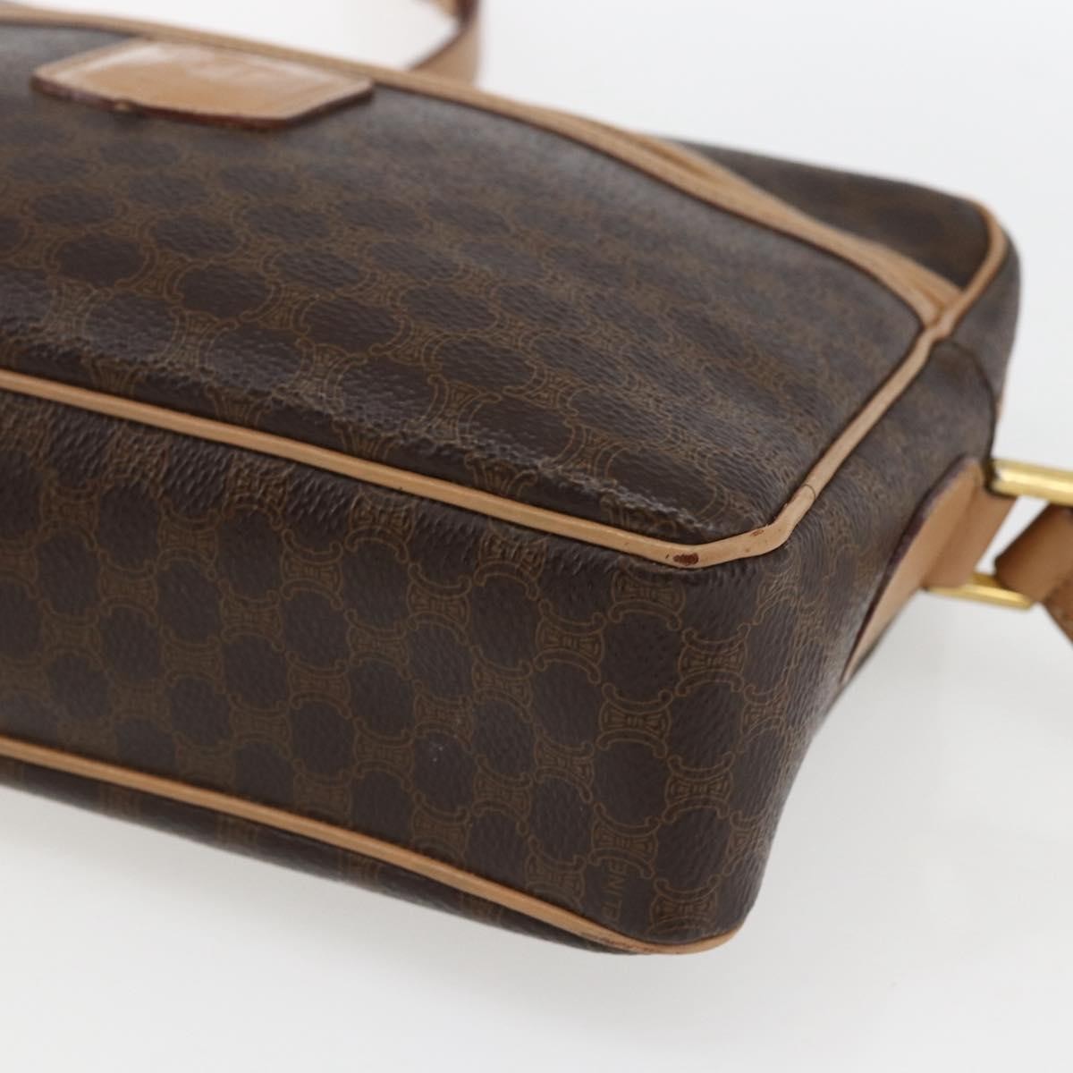 Celine Vintage Macadam Shoulder Bag Canvas And Leather Brown Canvas Shoulder Bag Bag