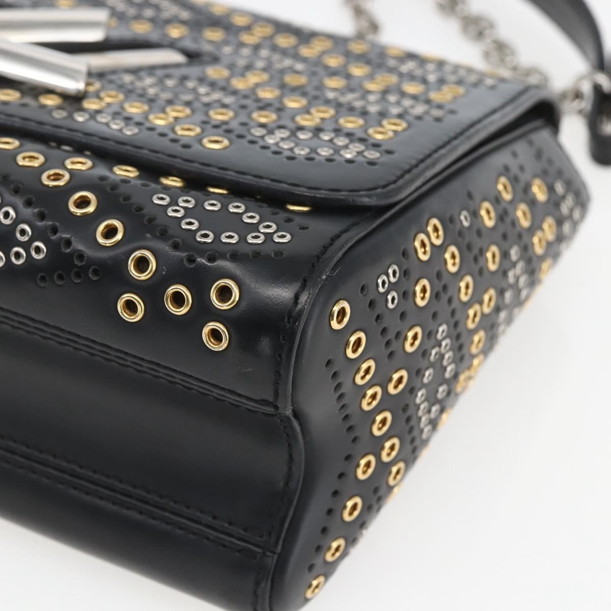 Louis Vuitton Twist Handbag Limited Edition Grommet Embellished Leather Black Leather Shoulder Bag