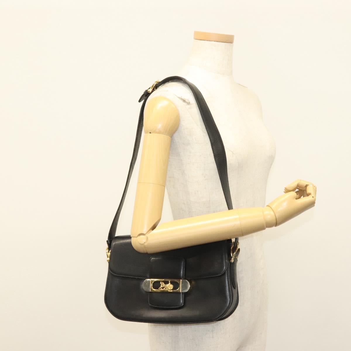 Celine Horse Carriage Shoulder Bag Leather Black Leather Bag