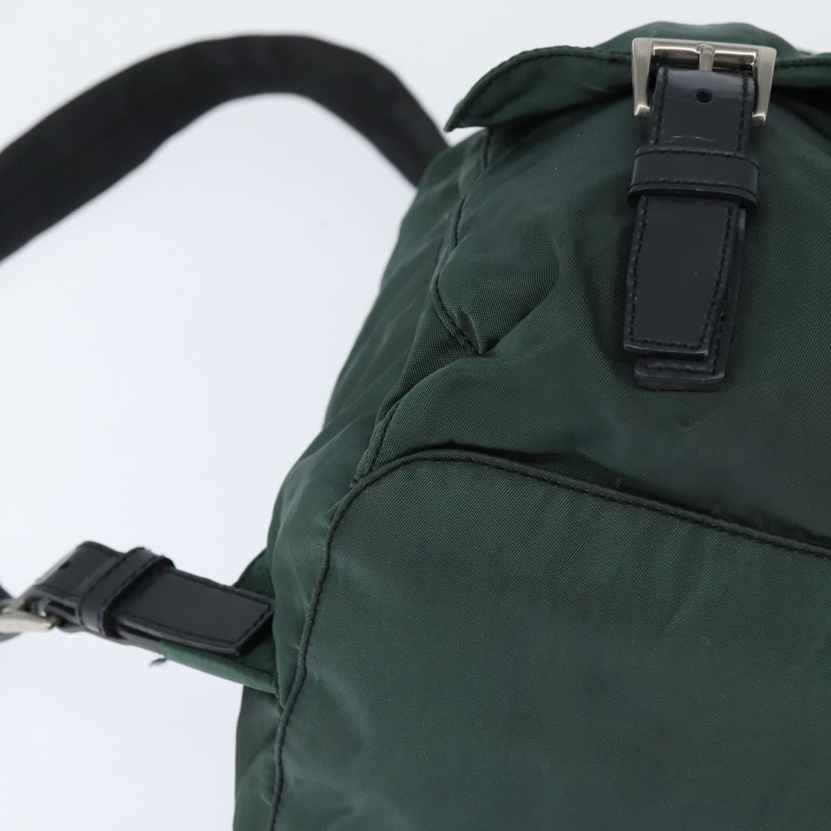 Prada Vela Double Front Pocket Backpack Tessuto With Saffiano Leather Khaki Nylon Backpack Bag