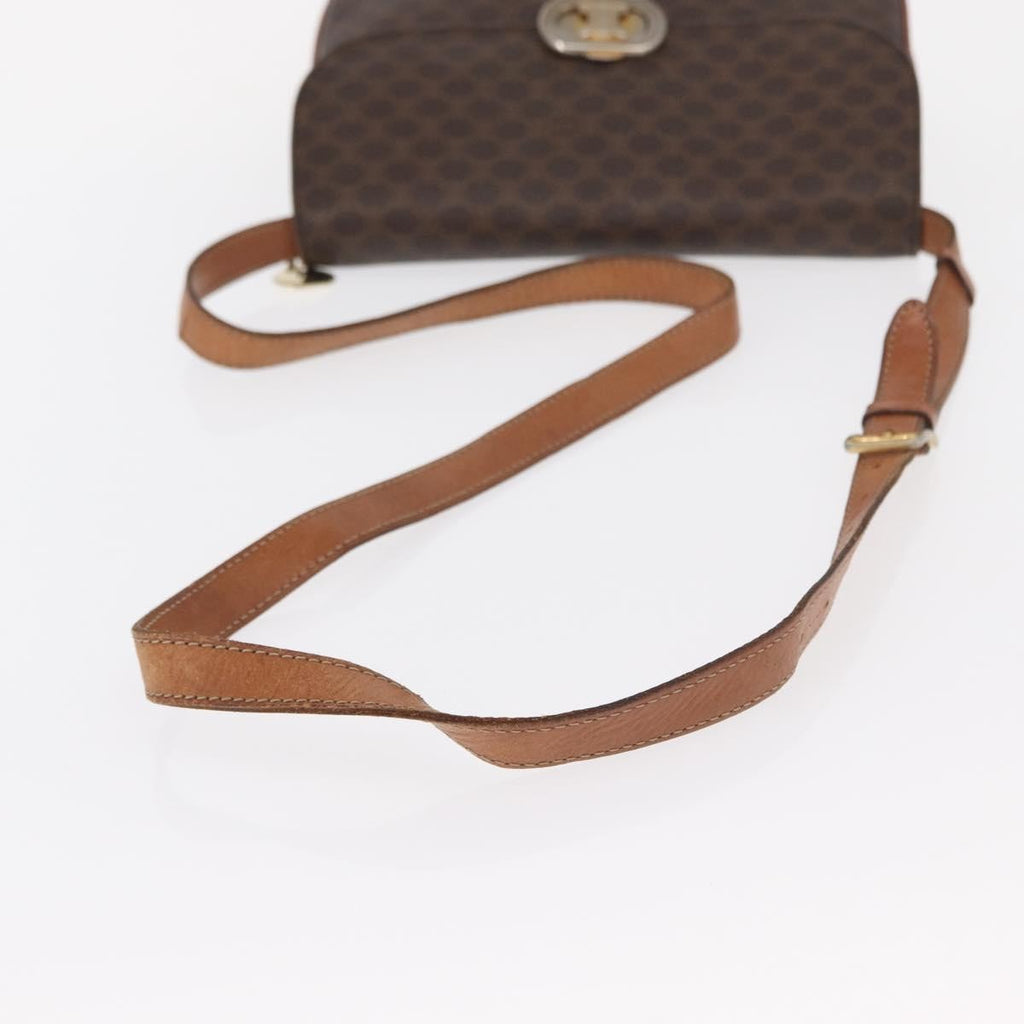 Celine Vintage Macadam Shoulder Bag Canvas Brown Canvas Shoulder Bag Bag