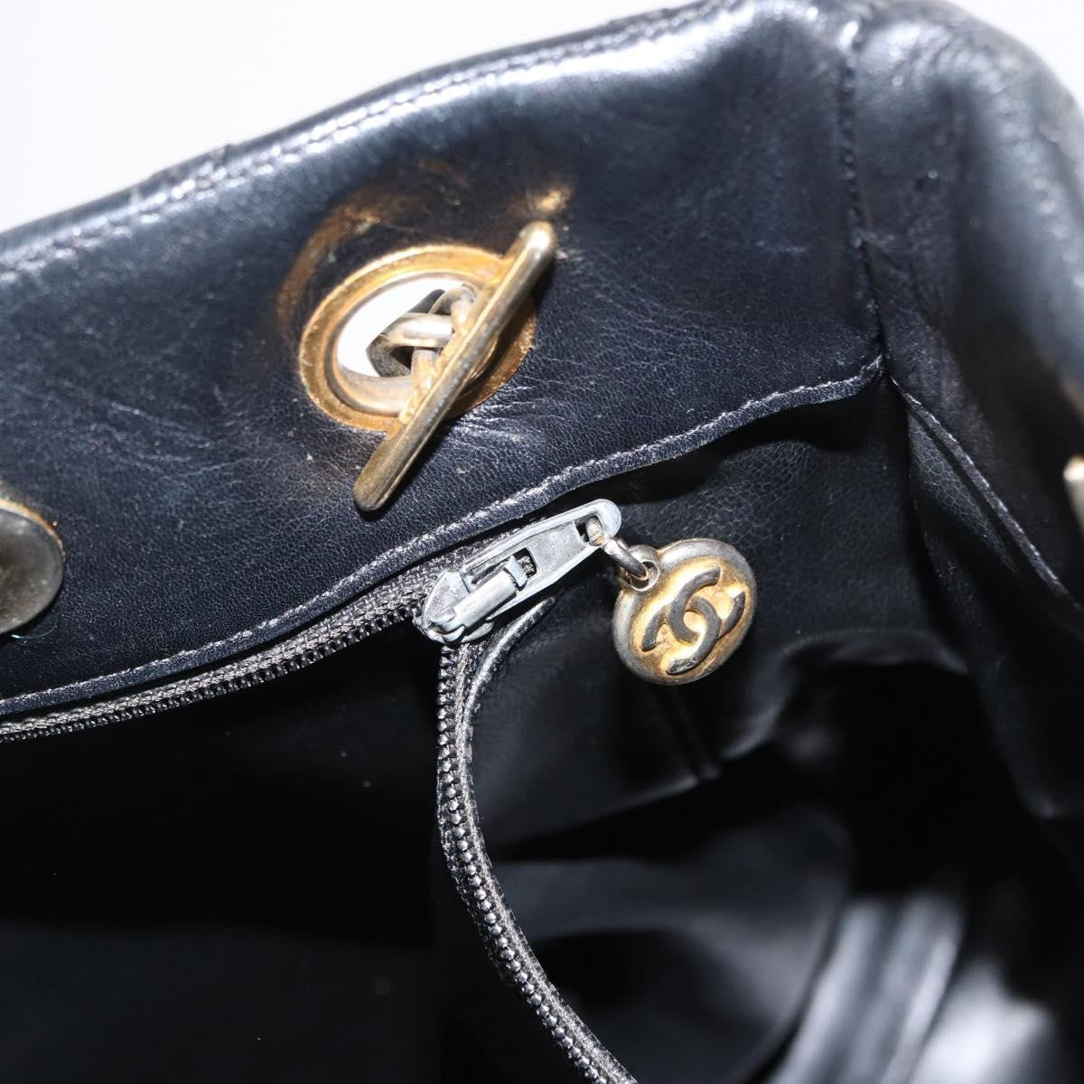 Chanel Chain Tote Leather Black Leather Handbag