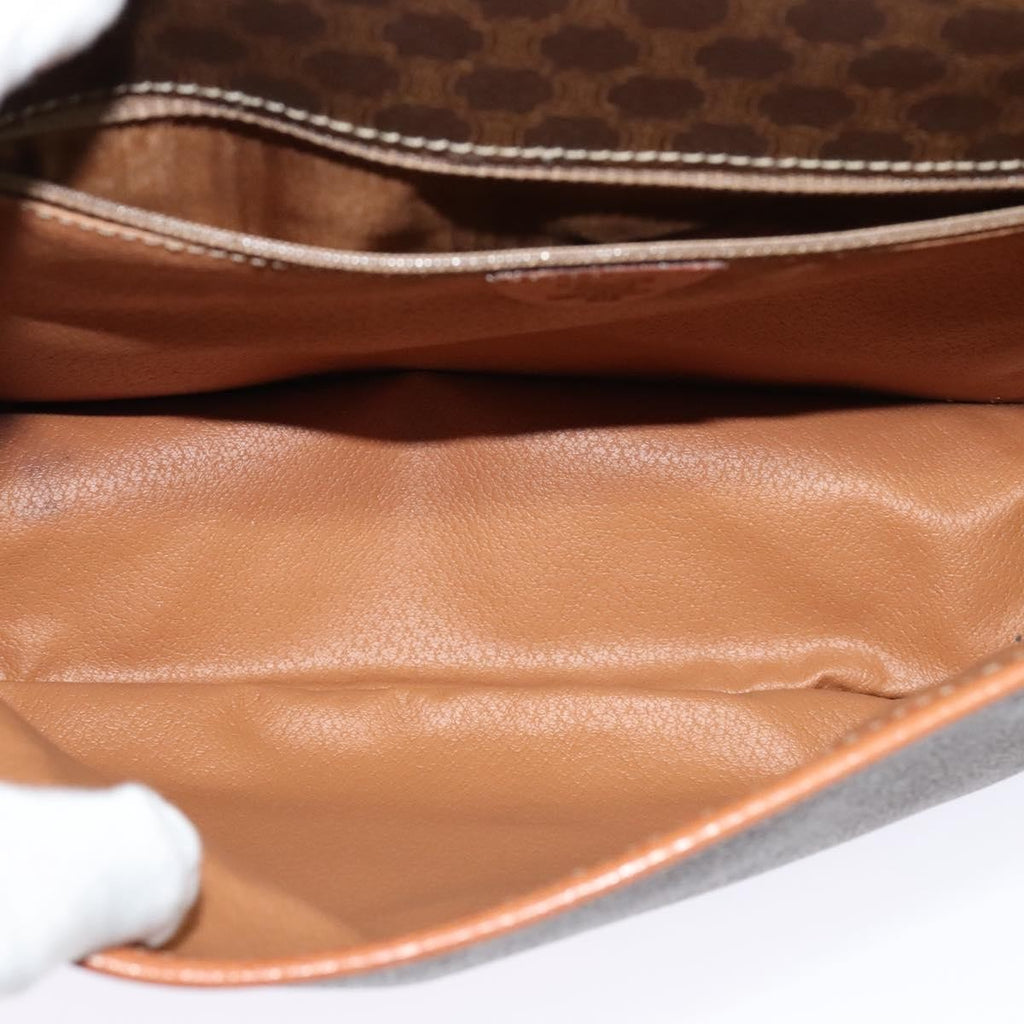 Celine Macadam Shoulder Bag Pvc Leather Brown Canvas Bag