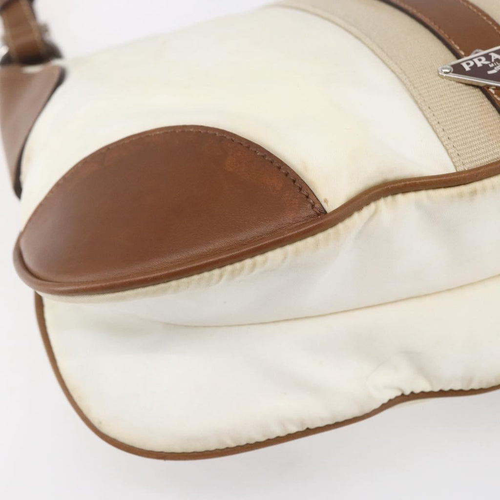 Prada Vintage Shoulder Bag Nylon And Leather Beige Nylon Shoulder Bag Bag