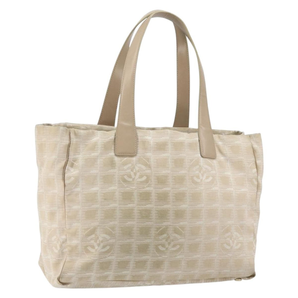 Chanel Travel Line Tote Nylon Beige Nylon Tote Bag Bag
