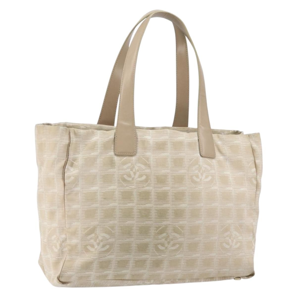 Chanel Travel Line Tote Nylon Beige Nylon Tote Bag Bag