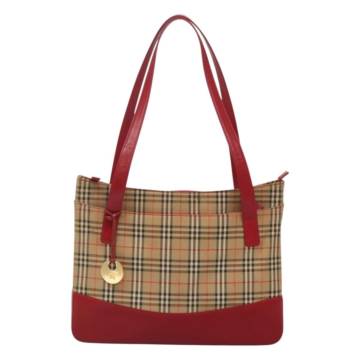 Burberry Nova Check Tote Canvas And Leather Beige Canvas Tote Bag