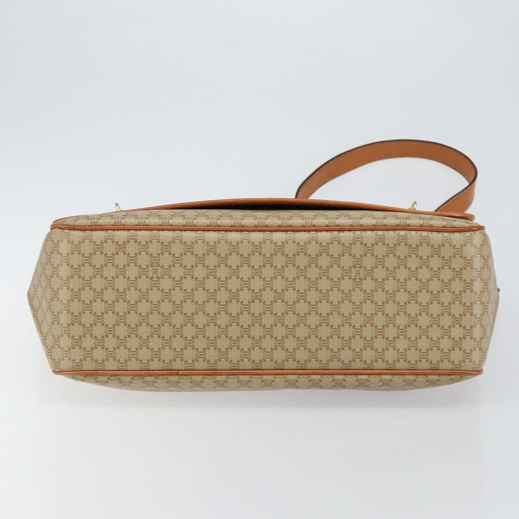 Celine Macadam Shoulder Bag Pvc Leather Beige Canvas Bag