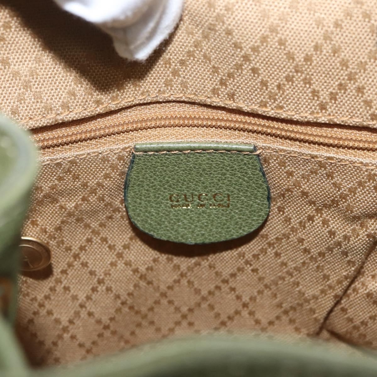 Gucci Gucci Bamboo Backpack Daim Khaki Leather Backpack Bag (Pre-Owned)