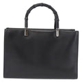 Gucci Vintage Bamboo Handle Bag Leather Black Leather Handbag (Pre-Owned)