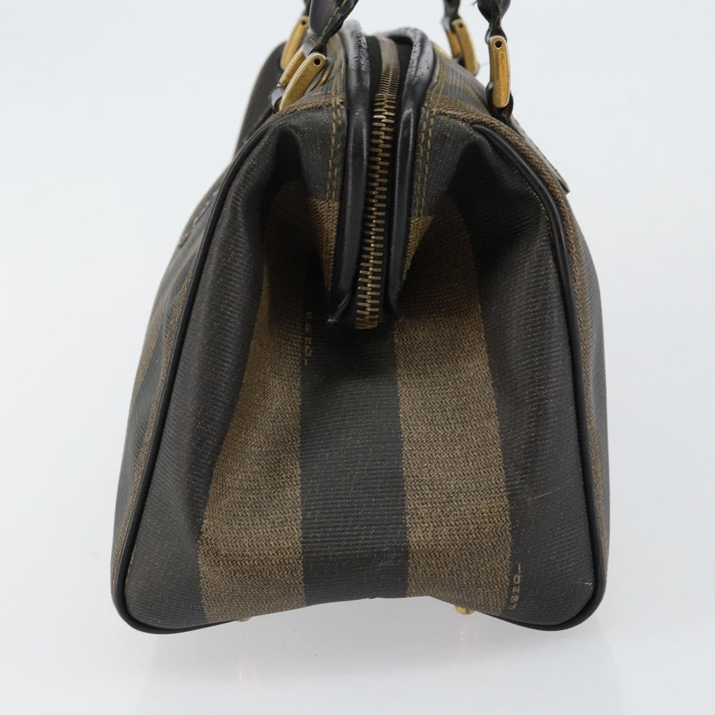 Fendi Vintage Pequin Boston Bag Coated Canvas Black Canvas Bag