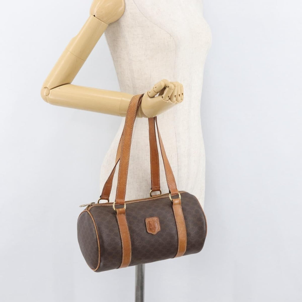 Celine Vintage Macadam Shoulder Bag Canvas And Leather Brown Canvas Shoulder Bag Bag