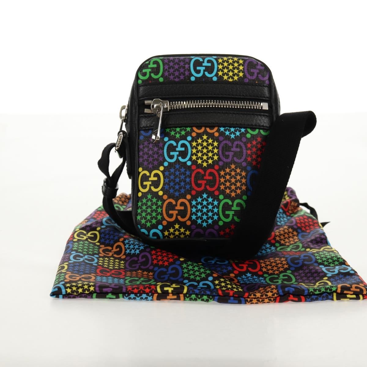 Gucci Front Zip Messenger Bag Psychedelic Print Gg Coated Canvas Multicolour Canvas Shoulder Bag Bag (Pre-Owned)