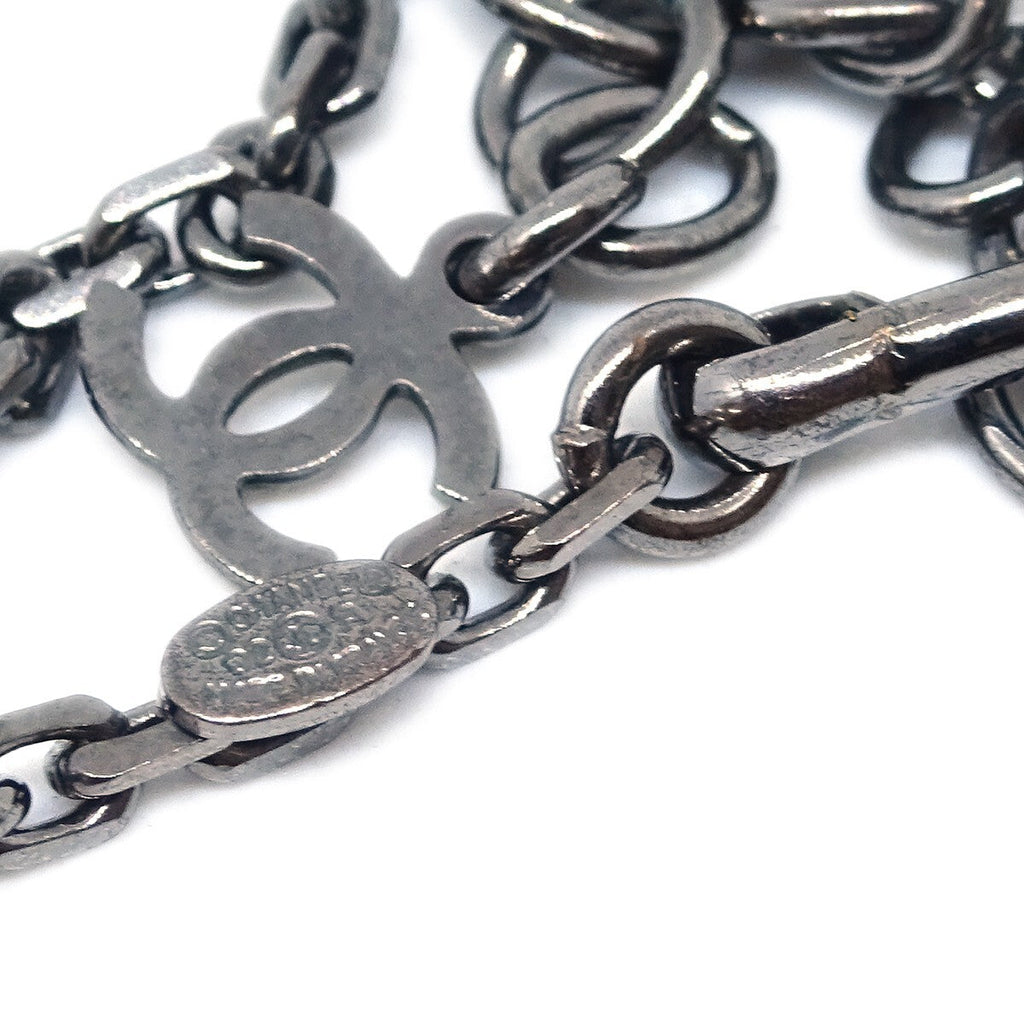 Chanel Square Cc Pendant Resin Black Plastic Necklace Jewelry