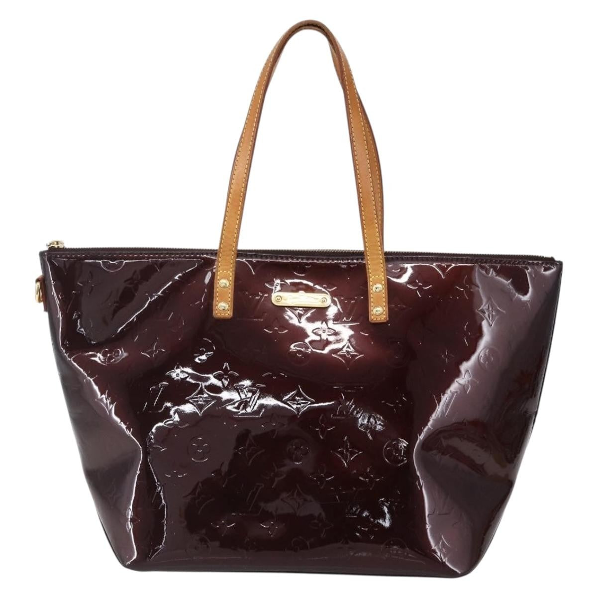 Louis Vuitton Bellevue Handbag Monogram Vernis Purple Patent_Leather Tote Bag