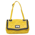 Chanel Two Tone Mademoiselle Lock Flap Bag Quilted Lambskin Yellow Leather Shoulder Bag Bag