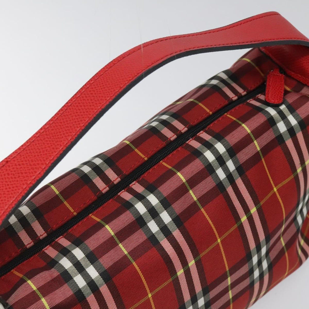 Burberry Nova Check Handbag Leather And Nylon Red Nylon Handbag
