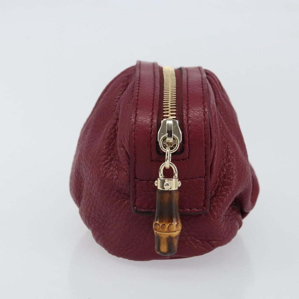 Gucci Bamboo Pouch Leather Purple Leather Clutche & Pouche Bag (Pre-Owned)