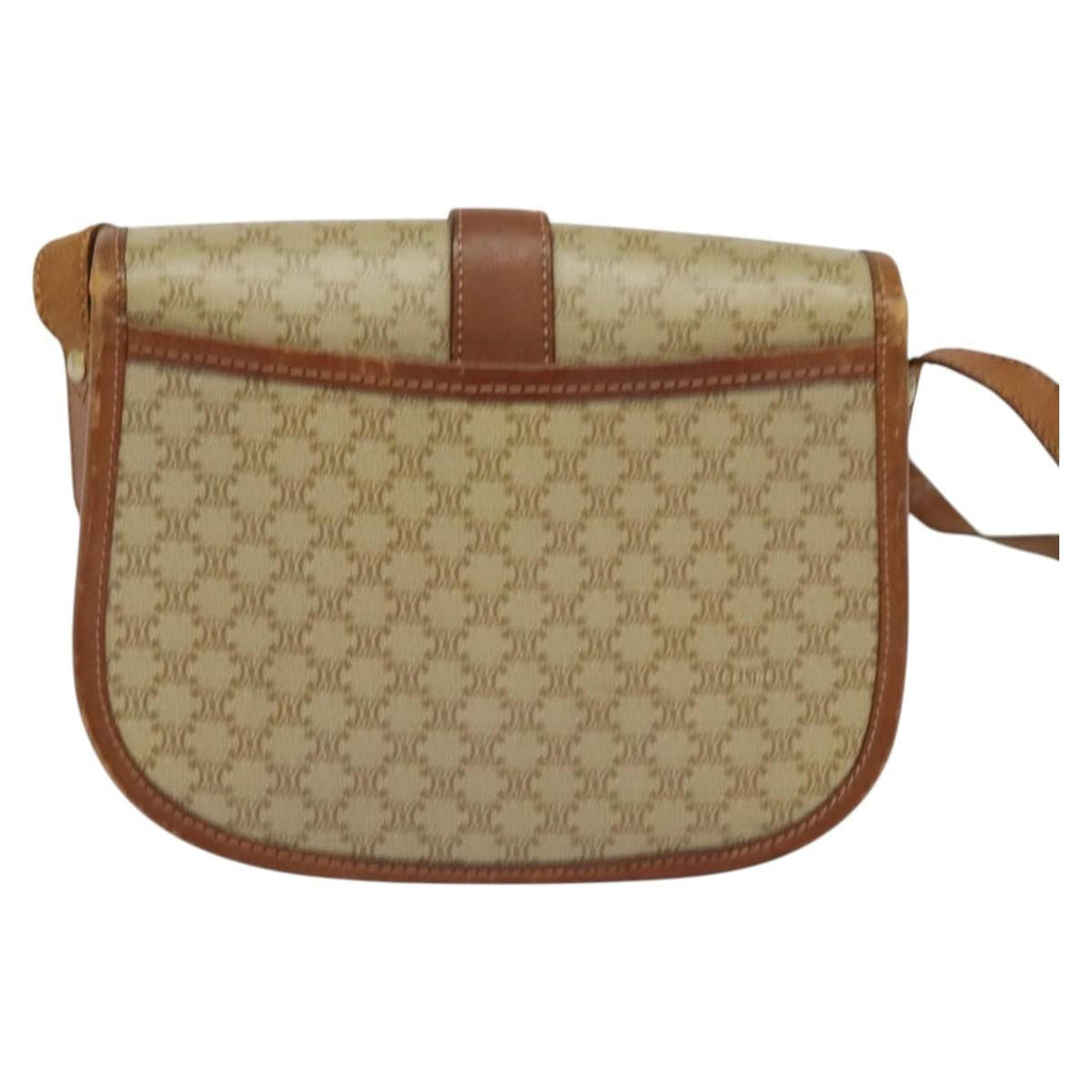Celine Vintage Macadam Shoulder Bag Canvas And Leather Beige Canvas Shoulder Bag Bag