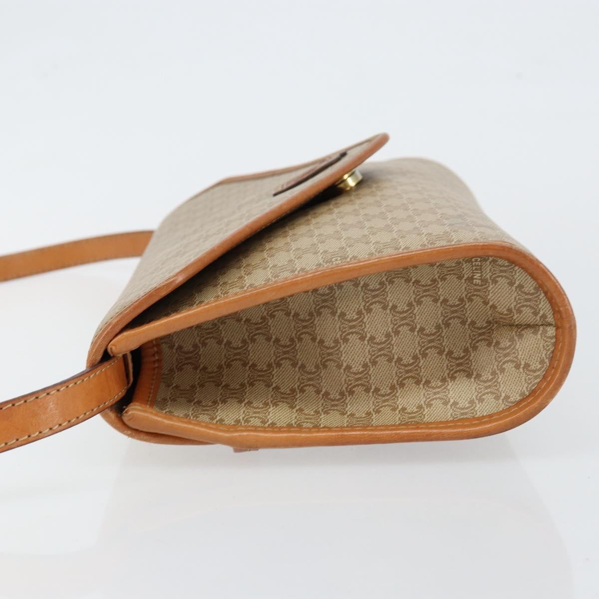 Celine Vintage Macadam Shoulder Bag Canvas And Leather Beige Canvas Shoulder Bag Bag