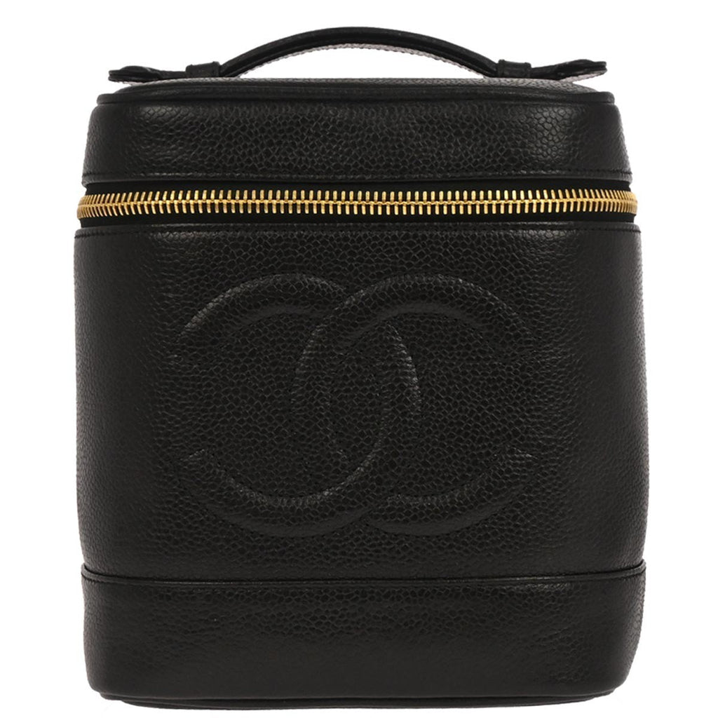 Chanel Vintage Timeless Cosmetic Case Caviar Black Leather Clutche & Pouche Bag