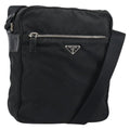 Prada Front Pocket Zip Messenger Bag Tessuto With Saffiano Leather Black Nylon Shoulder Bag Bag