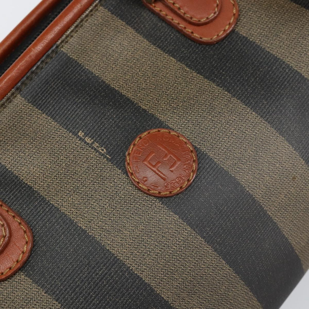 Fendi Vintage Pequin Convertible Boston Bag Coated Canvas Black Canvas Handbag