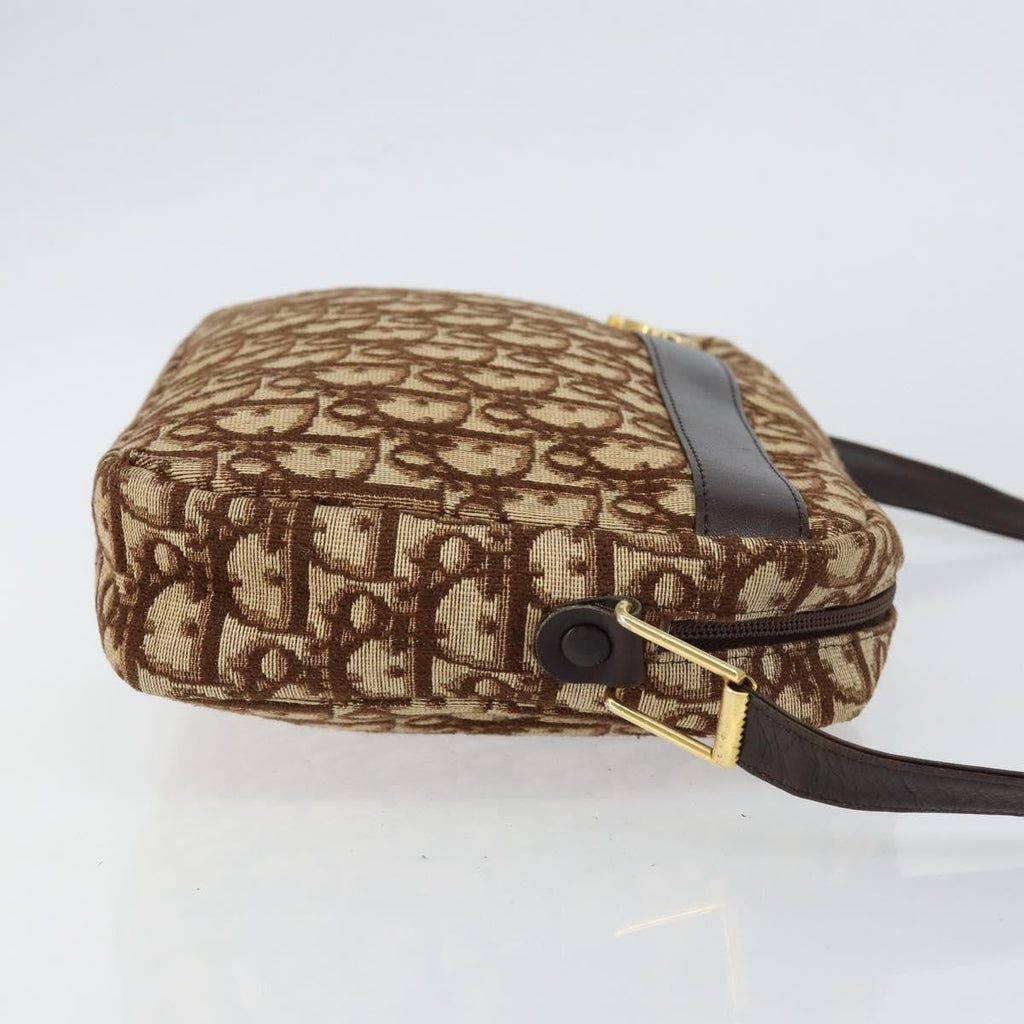 Christian Dior Vintage Trotter Crossbody Bag Diorissimo Coated Canvas Brown Canvas Shoulder Bag Bag (Pre-Owned)