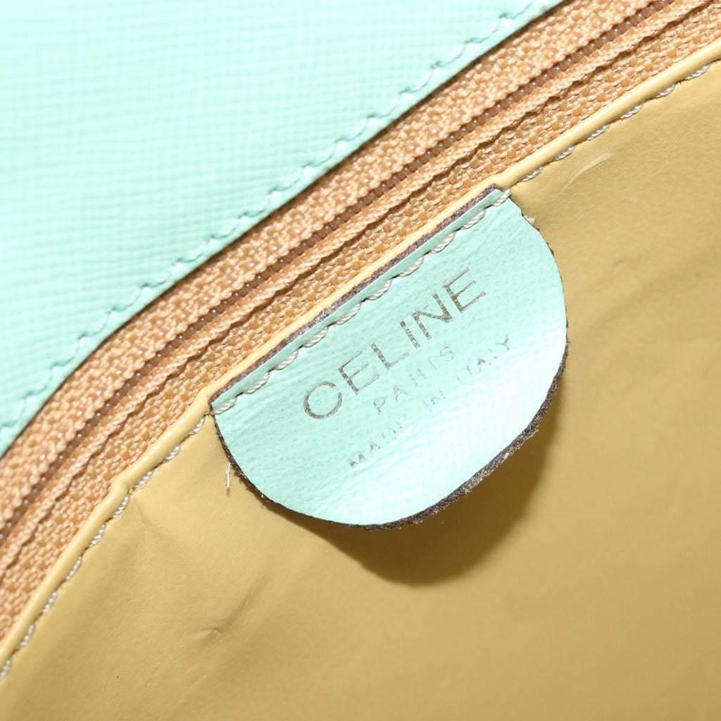 Celine Circle Logo Handbag Leather Green Leather Handbag