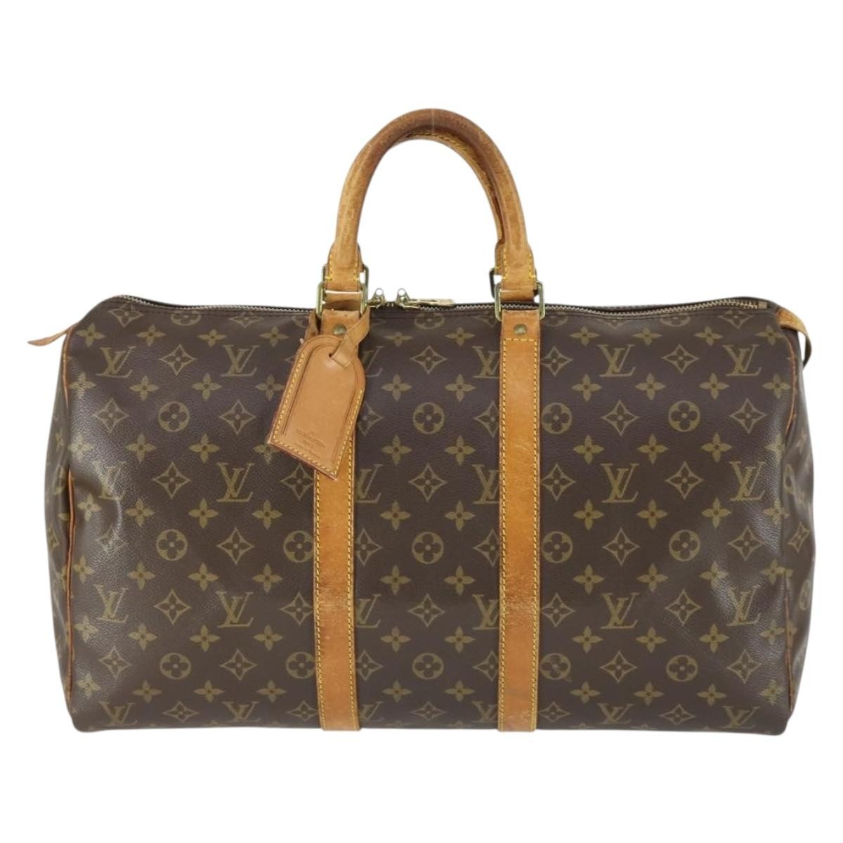 Louis Vuitton Keepall Bag Monogram Canvas Brown Canvas Travel Bag