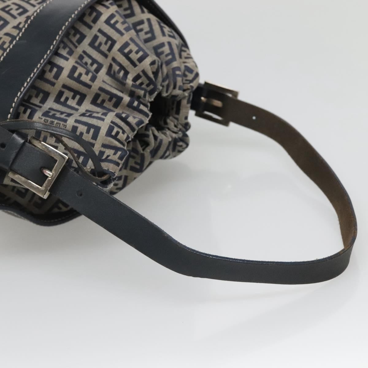 Fendi Ff Logo Mon Tresor Bucket Bag Printed Shearling With Leather Navy Canvas Shoulder Bag Bag