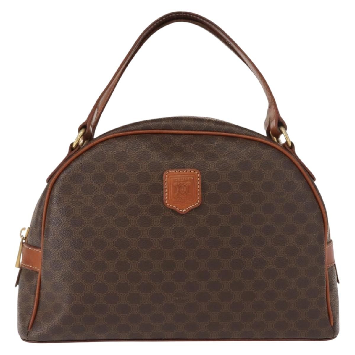 Celine Vintage Macadam Handbag Canvas And Leather Brown Canvas Handbag