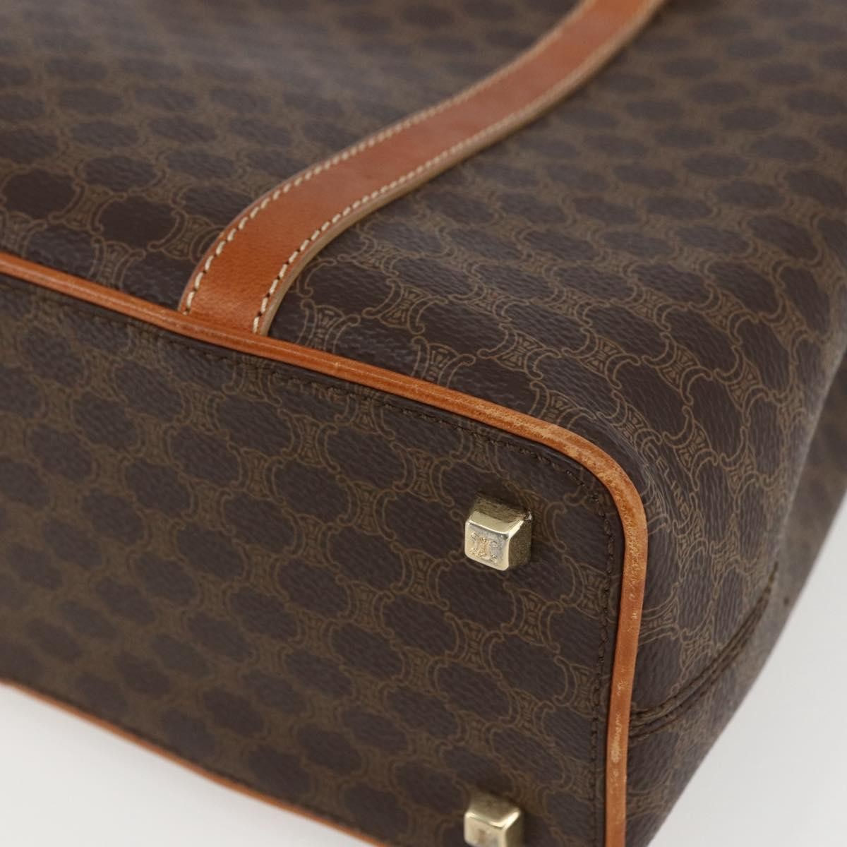 Celine Vintage Macadam Handbag Canvas And Leather Brown Canvas Handbag