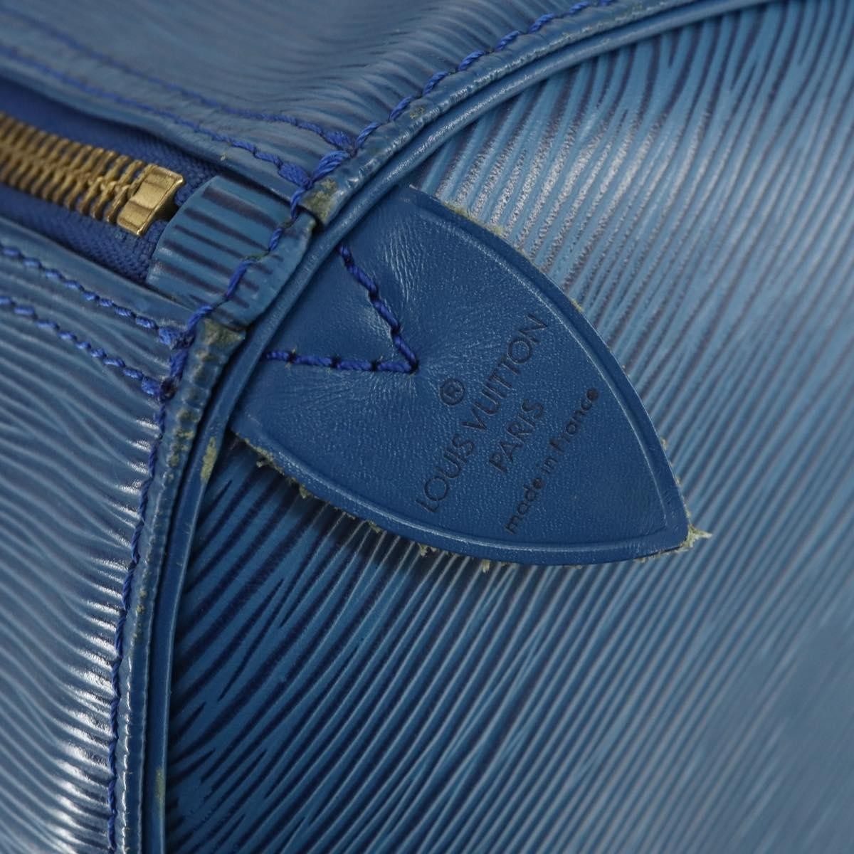 Louis Vuitton Keepall Bag Epi Leather Blue Leather Travel Bag