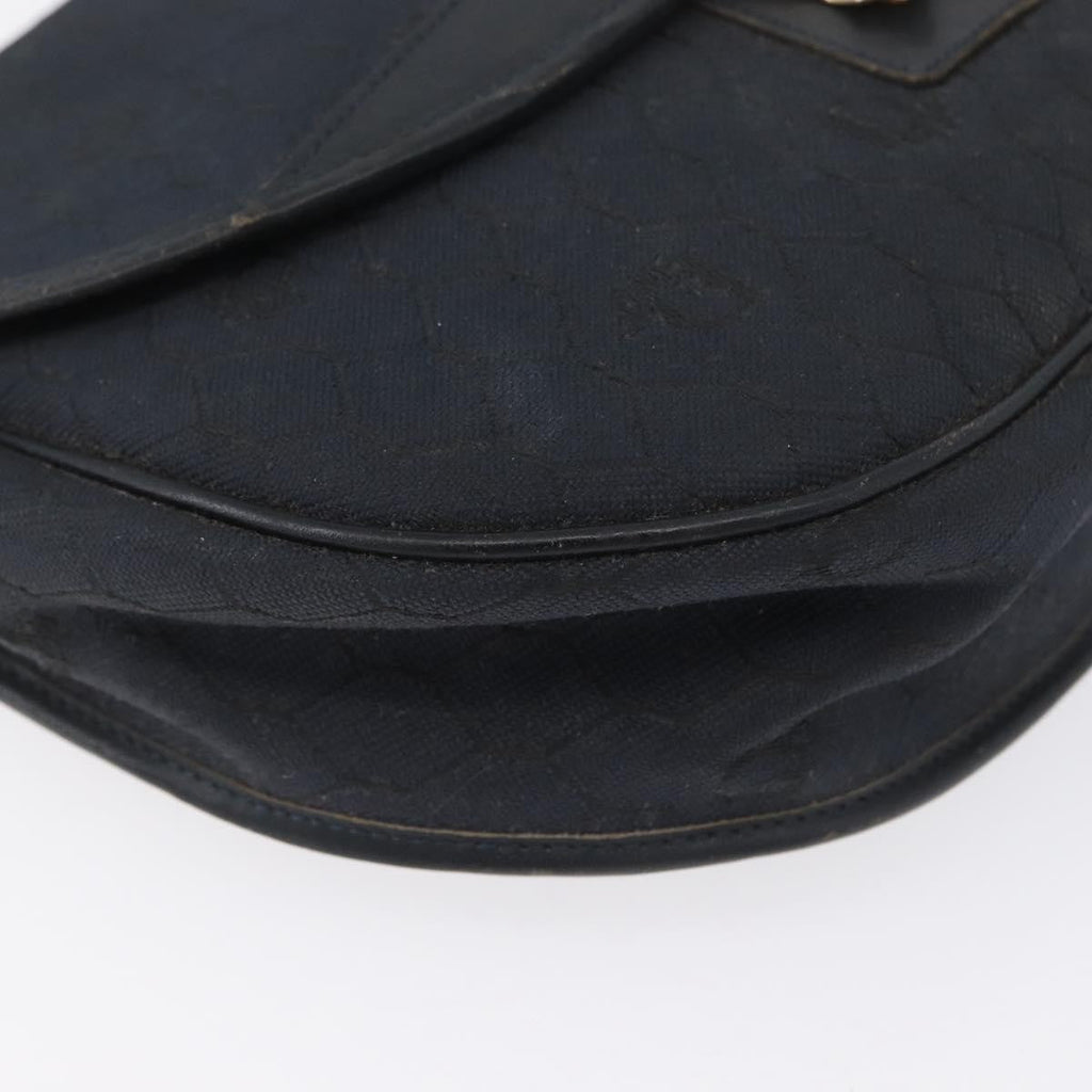 Christian Dior Vintage Honeycomb Flap Crossbody Bag Canvas And Leather Black Canvas Shoulder Bag Bag (Pre-Owned)