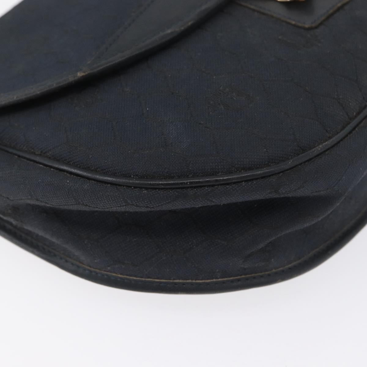 Christian Dior Vintage Honeycomb Flap Crossbody Bag Canvas And Leather Black Canvas Shoulder Bag Bag (Pre-Owned)