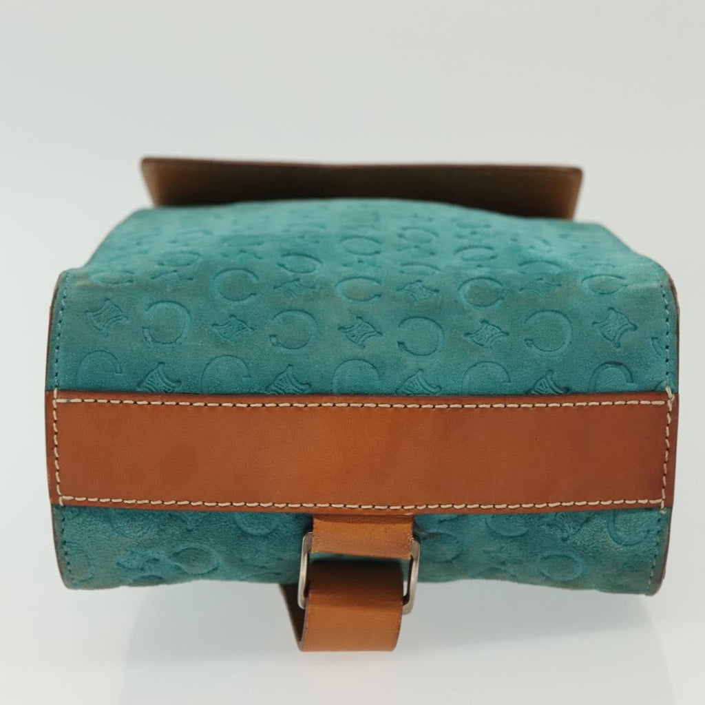 Celine Macadam Shoulder Bag Canvas Turquoise Suede Bag