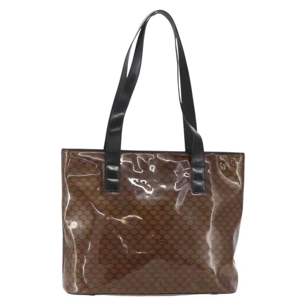 Celine Vintage Macadam Shoulder Bag Macadam Canva  Vinyl Brown Plastic Shoulder Bag Bag