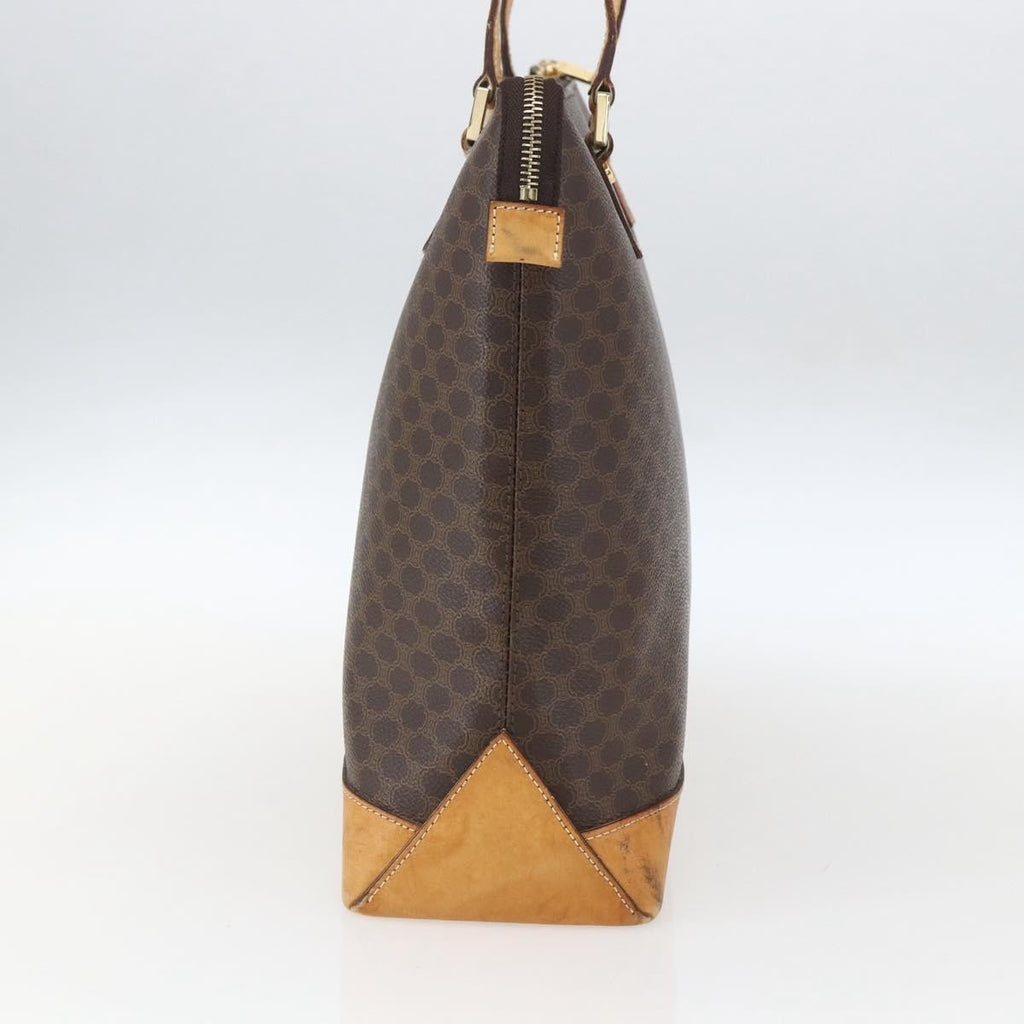 Celine Vintage Macadam Tote Bag Canvas And Leather Brown Canvas Tote Bag Bag
